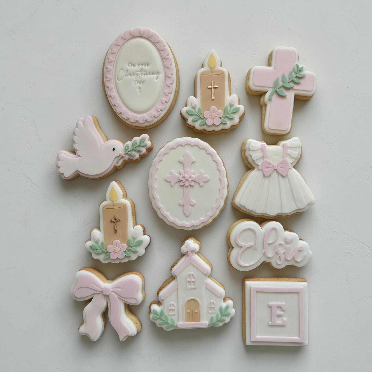 Floral Cross Candle