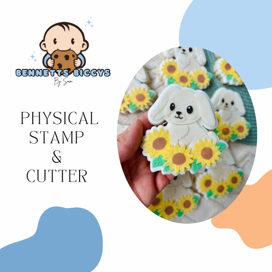 Bunny in Sunflowers Stamp and Cutter