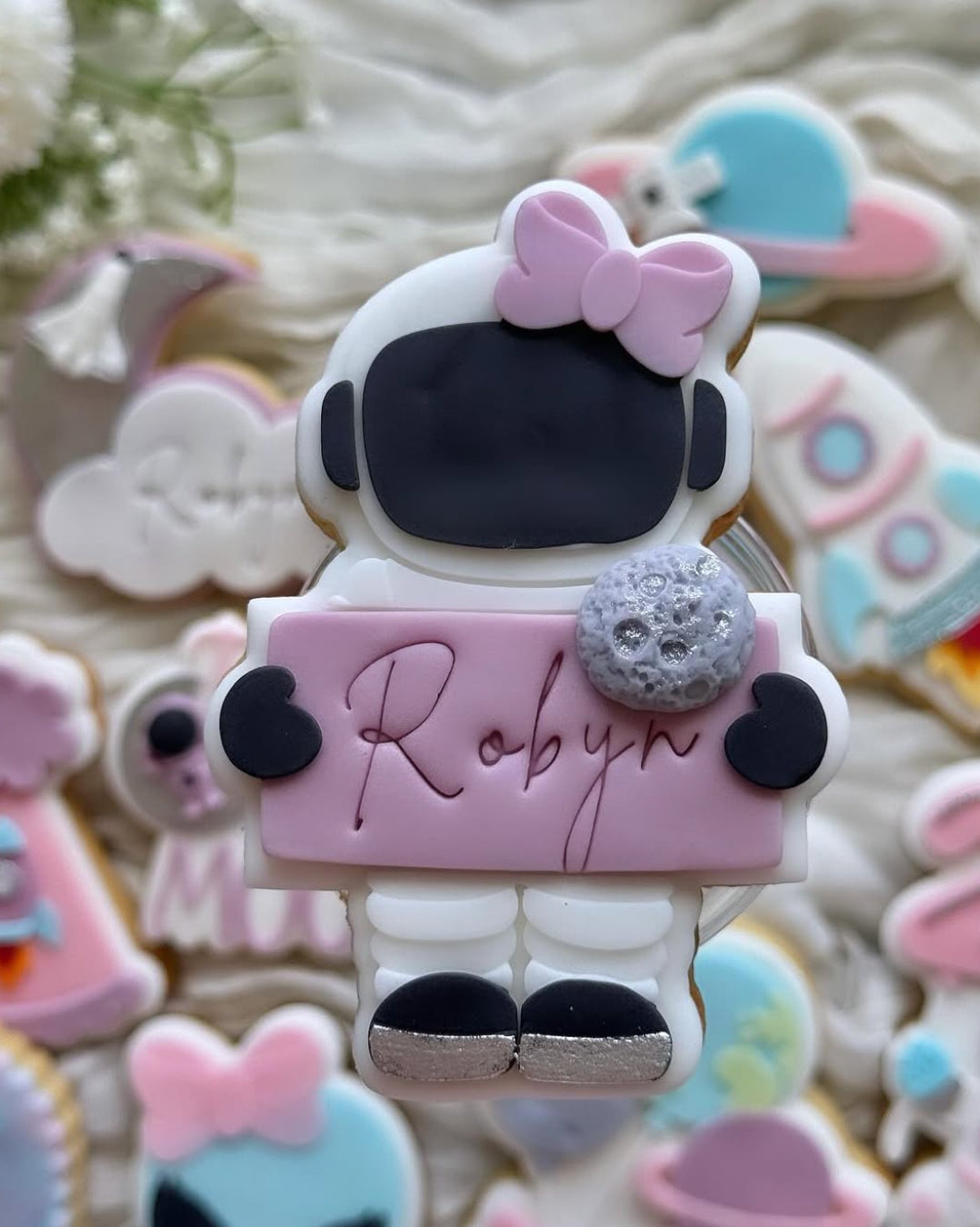 Girly Astronaut with name Stamp and Cutter