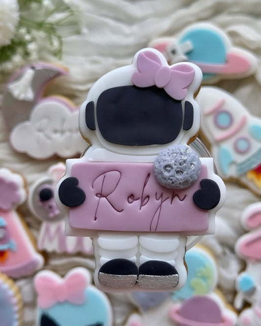 Girly Astronaut with name Stamp and Cutter