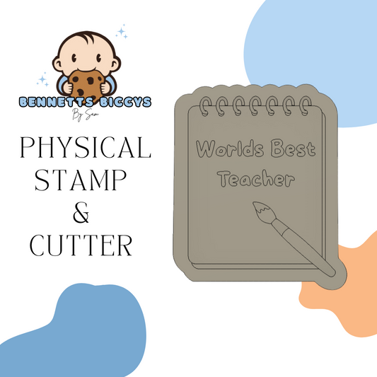 Worlds Best Teacher Notepad Stamp and Cutter