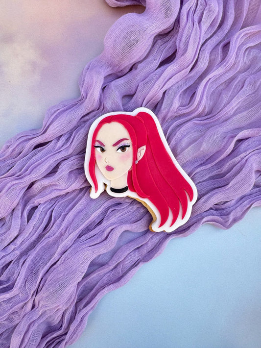 Pink Hair Singer Stamp and Cutter