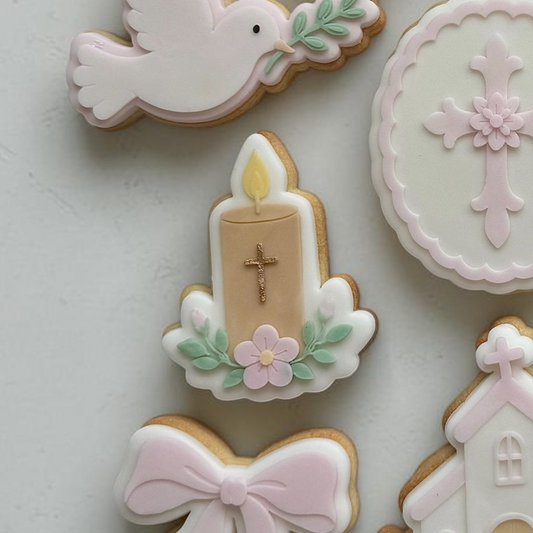 Floral Cross Candle